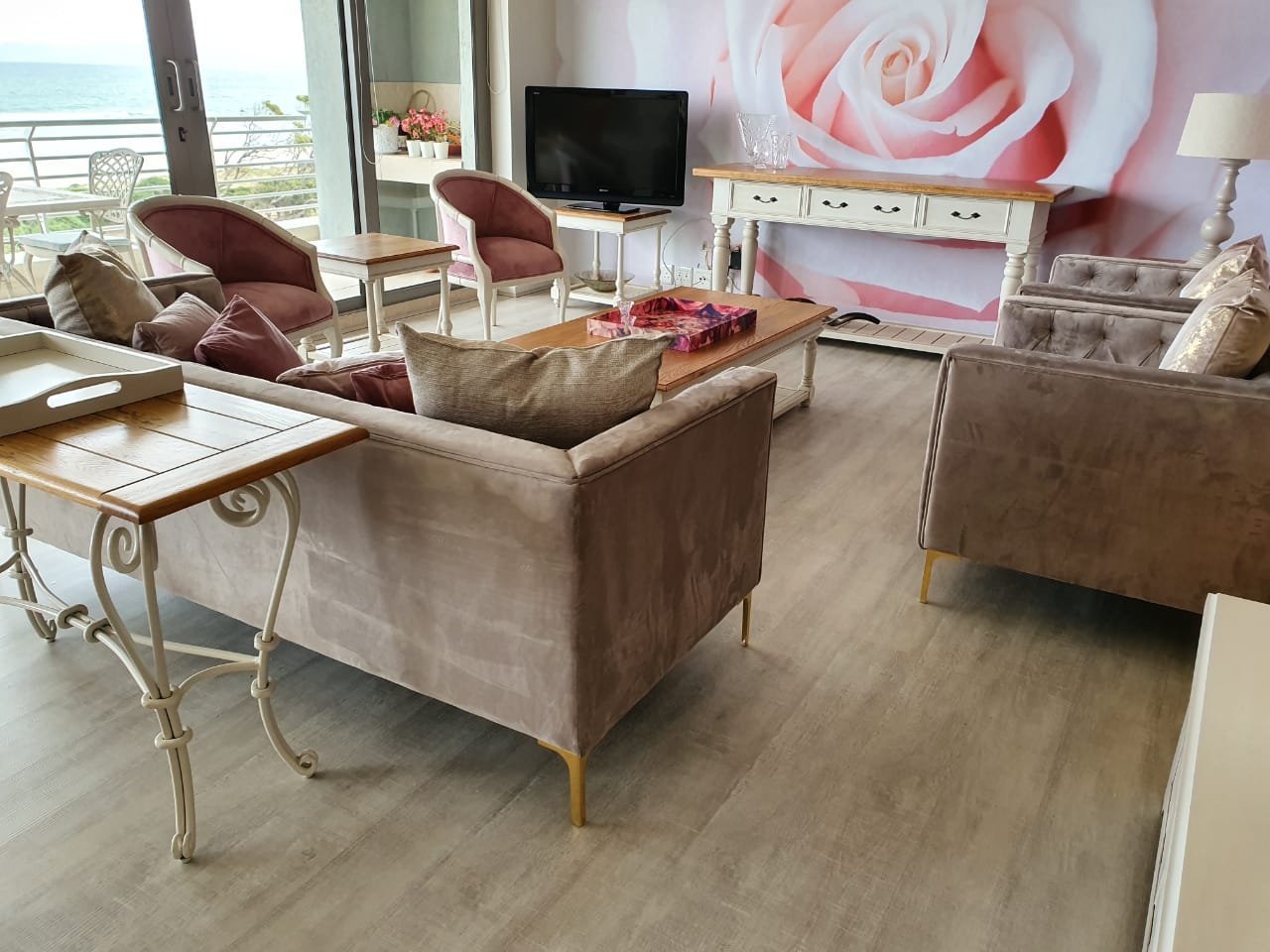 Renovated living room with ocean view